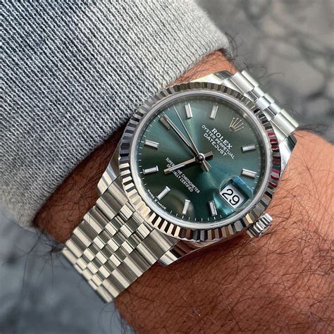 silver and green rolex|rolex green dial watch price.